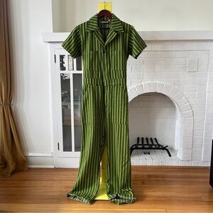 Green Striped Jumpsuit Big Bud Press Chore Boilersuit Size S